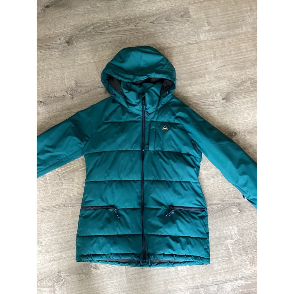 Burton Jacket Womens Large Blue Hooded Living Lining Snowboard Ski Coat Outdoors